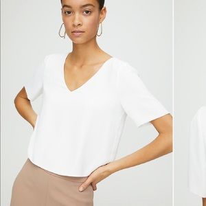 Aritzia Babaton white short sleeved blouse, size M